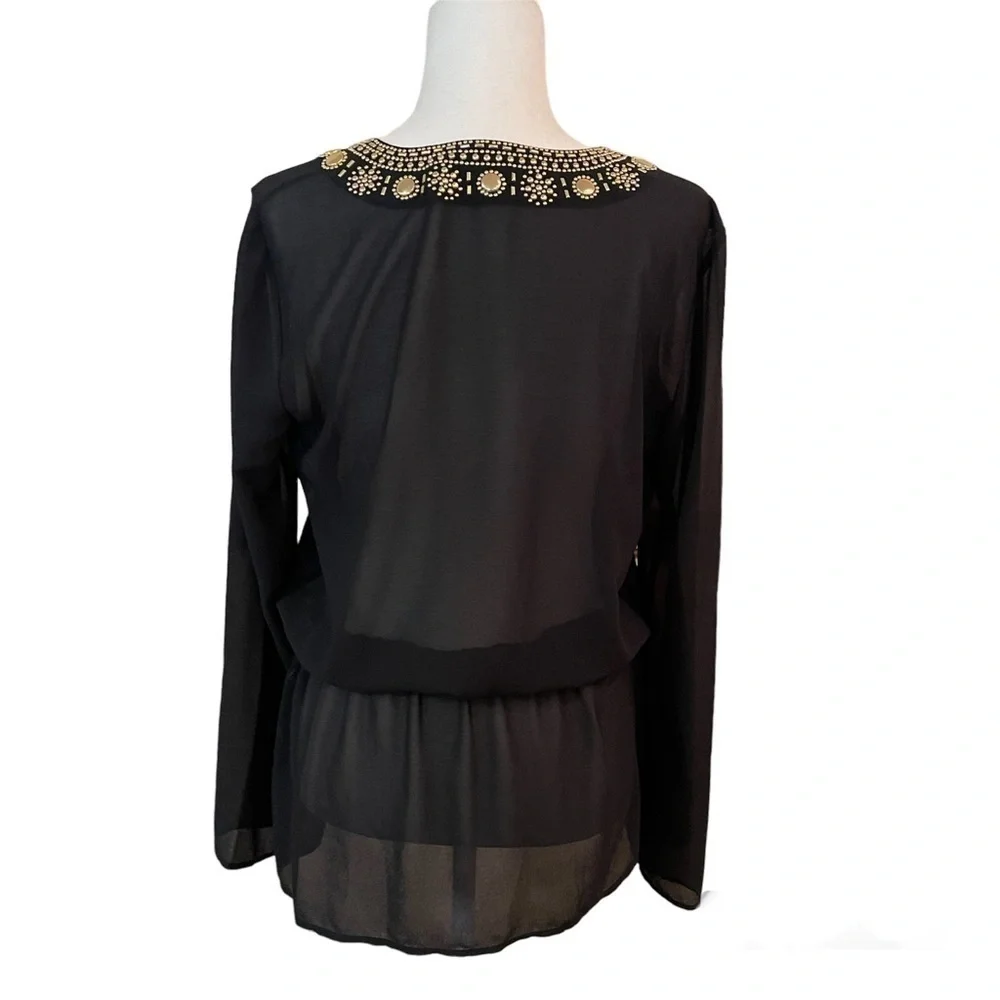 MICHAEL KORS Black Sheer Cover Up Gold Embellished - Picture 6 of 6